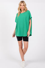 Green Ribbed Cutout Back Top