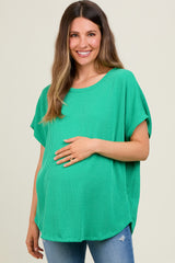 Green Ribbed Cutout Back Maternity Top