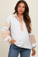 Heather Grey Colorblock Striped Maternity Long Sleeve Top