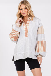 Heather Grey Colorblock Striped Long Sleeve Top