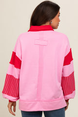 Pink Colorblock Striped Maternity Long Sleeve Top