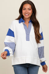 White Colorblock Striped Maternity Long Sleeve Top