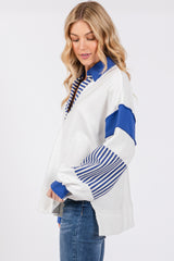 White Colorblock Striped Long Sleeve Top