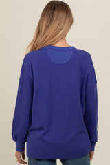 Royal Blue Waffle Knit Maternity Sweatshirt