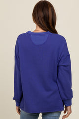 Royal Blue Waffle Knit Sweatshirt