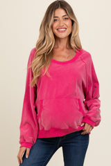 Fuchsia Hooded Maternity Sweatshirt