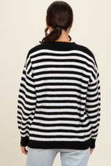 Black Striped Crew Neck Sweater