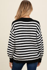 Black Striped Crew Neck Maternity Sweater