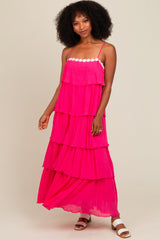 Fuchsia Ruffle Tiered Maxi Dress