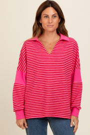 Fuchsia Striped Relaxed Fit Top