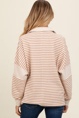 Beige Striped Relaxed Fit Maternity Top