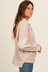 Beige Striped Relaxed Fit Top