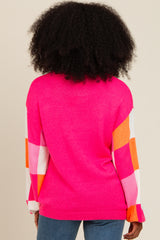 Fuchsia Checker Sleeve Sweater