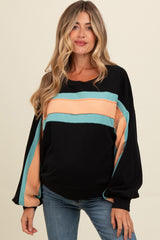 Black Colorblock Maternity Pullover Top