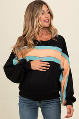 Black Colorblock Maternity Pullover Top