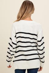 Ivory Striped Side Slit Maternity Sweater