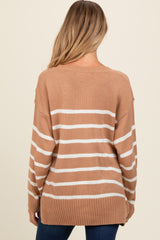 Taupe Striped Side Slit Maternity Sweater