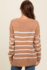 Taupe Striped Side Slit Sweater