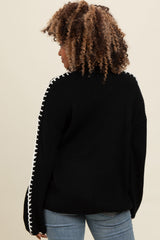 Black Contrast Stitch Sweater