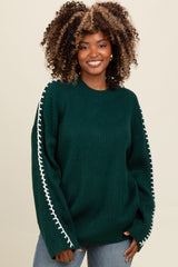 Forest Green Contrast Stitch Sweater