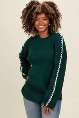 Forest Green Contrast Stitch Sweater