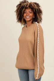 Taupe Contrast Stitch Sweater