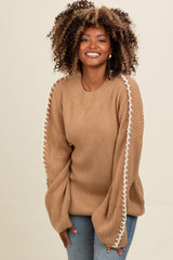 Taupe Contrast Stitch Sweater