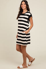 Black Striped Maternity Mini Dress