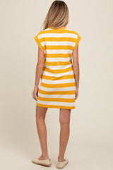 Yellow Striped Maternity Mini Dress