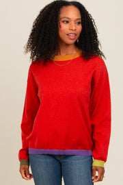 Rust Colorblock Trim Sweater