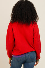 Rust Colorblock Trim Sweater