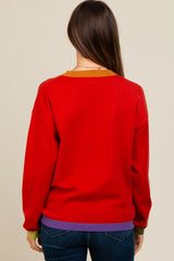 Rust Colorblock Trim Maternity Sweater