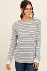 Heather Grey Striped Long Sleeve Top