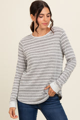 Heather Grey Striped Long Sleeve Top