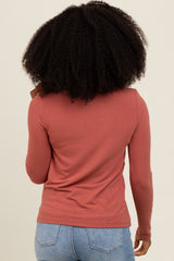 Rust Basic Fitted Long Sleeve Top