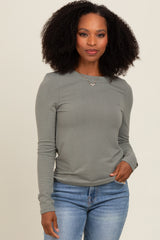 Olive Basic Fitted Long Sleeve Top