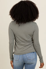 Olive Basic Fitted Long Sleeve Top