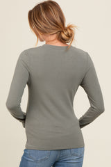 Olive Basic Fitted Maternity Long Sleeve Top