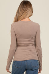 Mocha Basic Fitted Maternity Long Sleeve Top