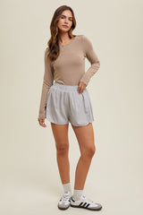 Mocha Basic Fitted Long Sleeve Top