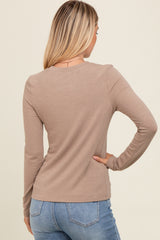 Mocha Basic Fitted Long Sleeve Top