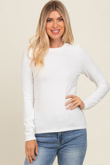 White Basic Fitted Maternity Long Sleeve Top