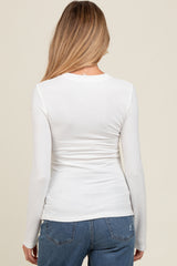 White Basic Fitted Maternity Long Sleeve Top