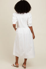 White Half Zip Midi Dress