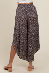 Charcoal Floral Assymetric Pants