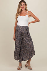 Charcoal Floral Asymmetric Maternity Pants