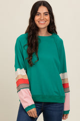 Emerald Green Colorblock Sleeve Pullover