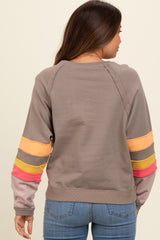 Mocha Colorblock Sleeve Maternity Pullover