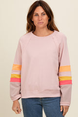 Light Pink Colorblock Sleeve Pullover