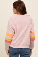 Light Pink Colorblock Sleeve Pullover